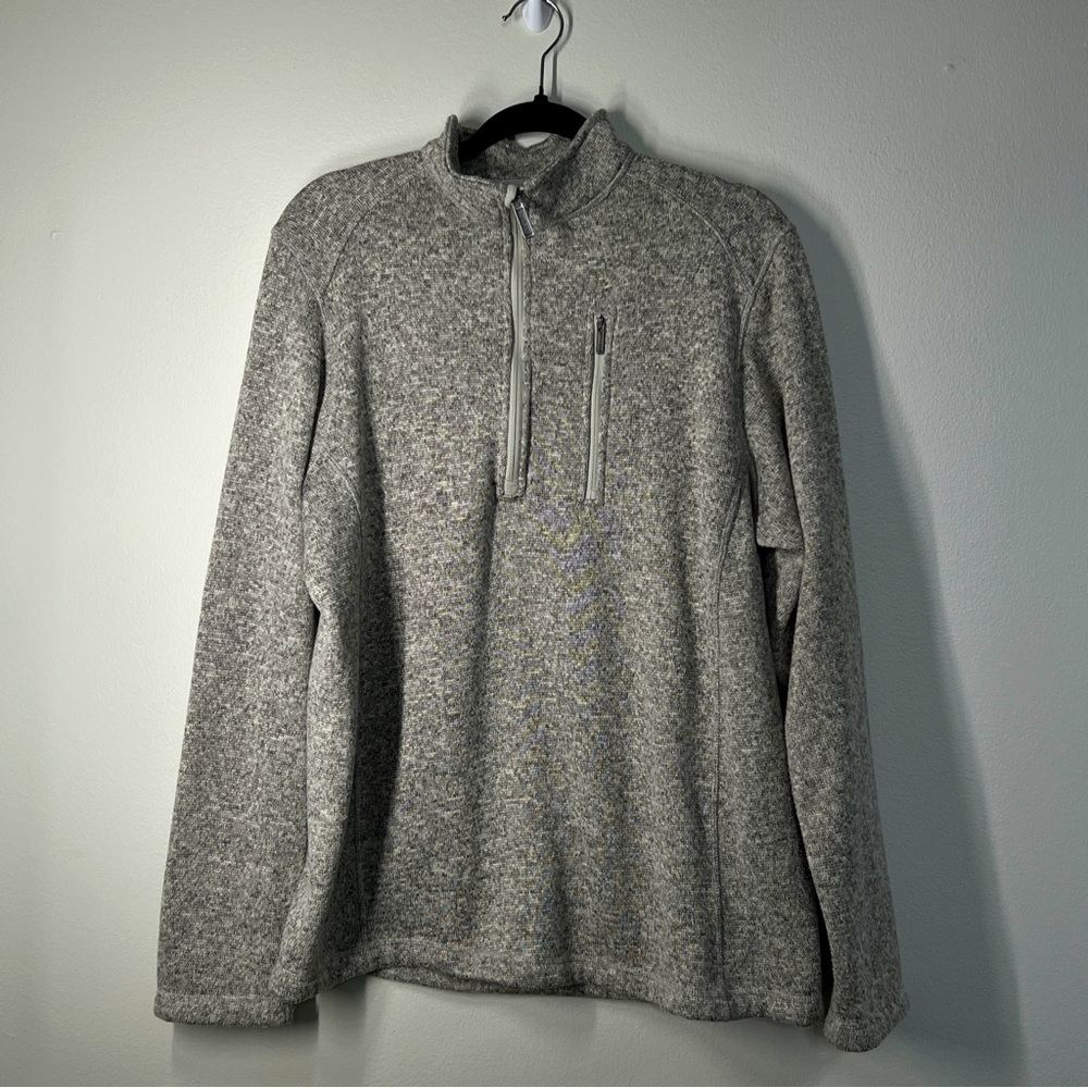 WOOLRICH Men’s Size L Cream Knit 3/4 Zip Pullover Sweater